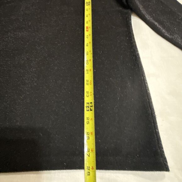 (T4) NWT ANN TAYLOR NWT Metallic Fringe Tweed Black Gold 3/4 Sleeve Top, Sz L - Picture 5 of 12